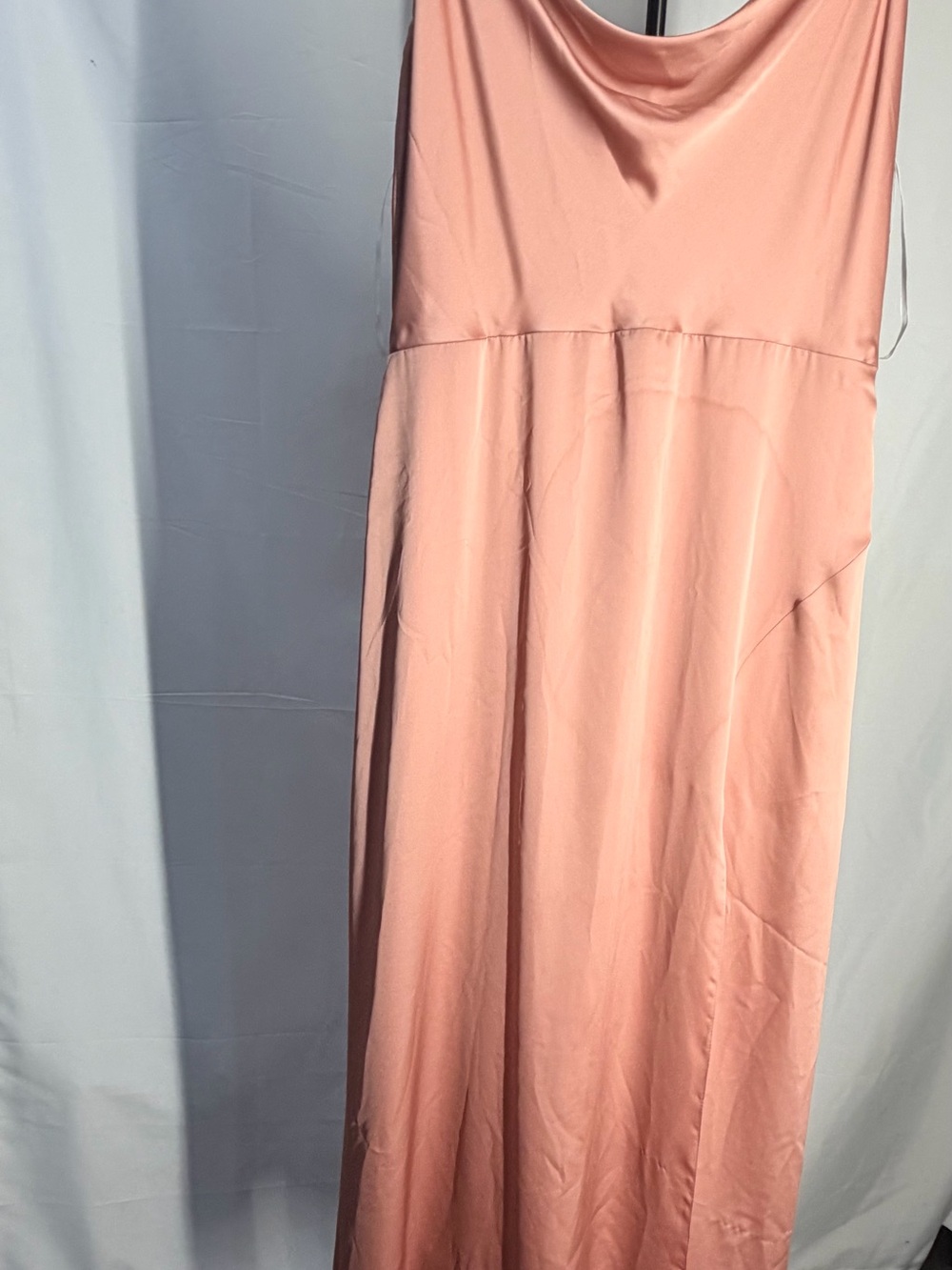 Sleeveless Coral Pink Maxi Dress with Draped Neckline